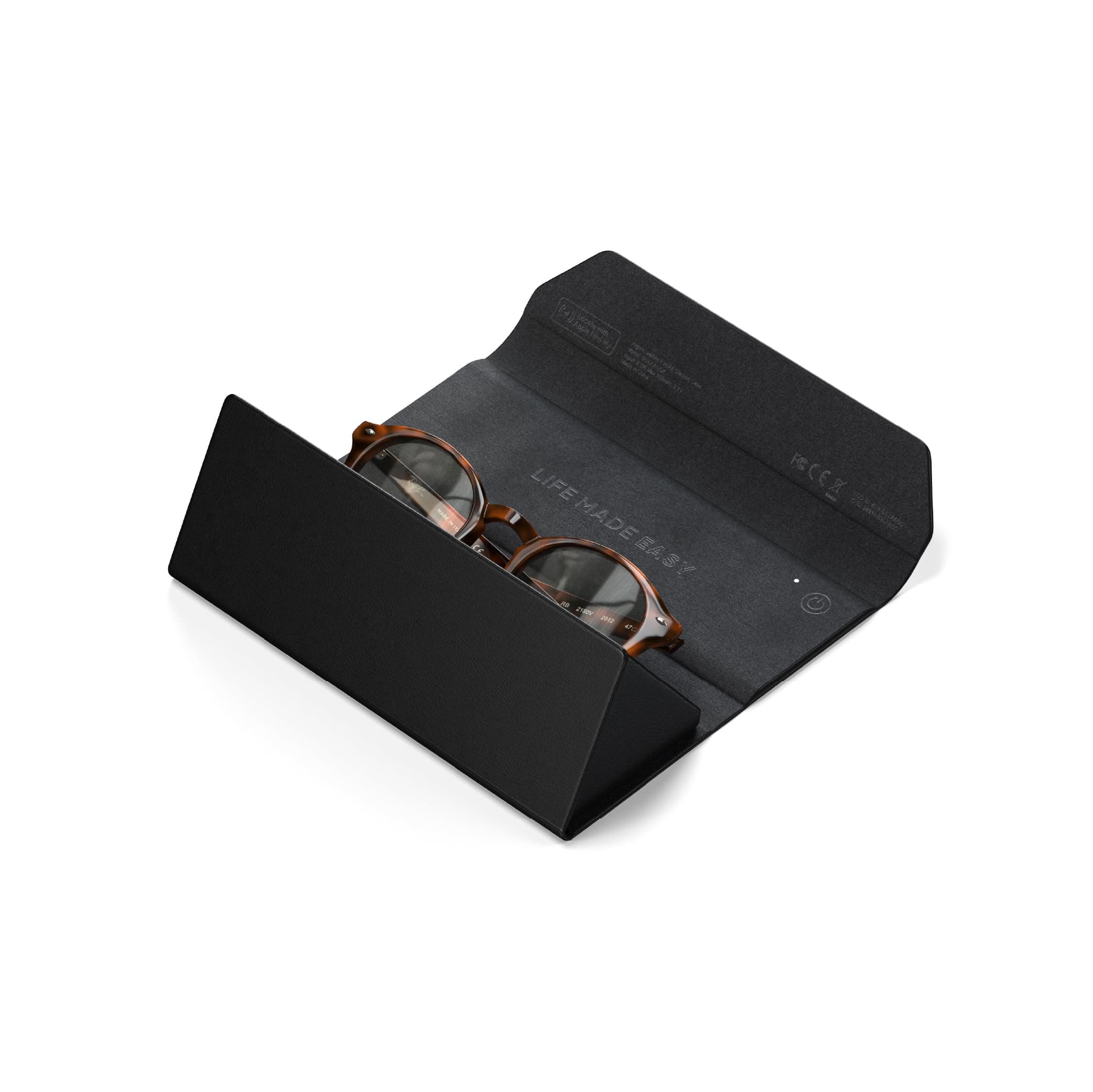 SATECHI FindAll Smart Brillenetui mit Find My Ortung, faltbar & tragbar, kabellos wiederaufladbar, Trennungsbenachrichtigungen, lauter Signalton, kompatibel mit den meisten Brillen & XR/AR-Brillen Schwarz Angebot bei HelloDeals