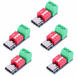 5 Stück USB C PD Trigger Board Modul, PD/QC Decoy Board, Einstellbare Spannung 5/9/12/15/20V, 100w, DIP Einstellung, Power Delivery Boost Modul, Hochgeschwindigkeitsladen, PD Schnelllade Testboard Angebot bei HelloDeals