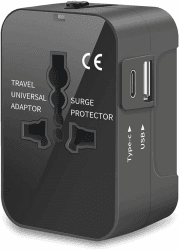 Amoner Reiseadapter Weltweit Universal Reisestecker, Internationaler Steckdosenadapter mit USB C & USB A Universal AC Steckdose Travel Adapter für USA EU Thailand Italien Deutschland Schwarz Angebot bei HelloDeals