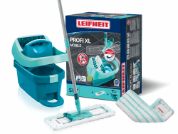 Leifheit Set Wischtuchpresse Profi XL mit Bodenwischer und Rollen inkl. Ersatzbezug Profi Micro Duo aus Mikrofaser, saugfähig und reinigungsstark, Set zum Putzen ohne Bücken mit Click-System Standard Verpackung Set mit Rollen + Wischbezug Angebot bei HelloDeals