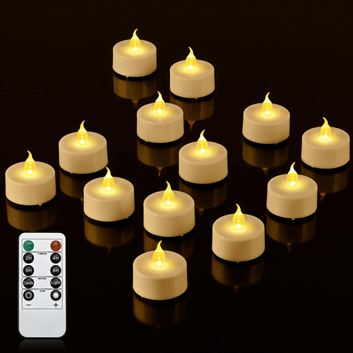 cimetech 12 Led Teelichter mit Timer Fernbedienung Flammenlose Led Kerzen Halloween Deko Teelichter für Zuhause, Zimmer, Tisch, Herbstdeko, Weihnachtsdeko 12 Timer Teelicheter Angebot bei HelloDeals
