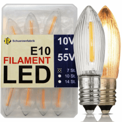 Schuerzenfabrik Spitzkerze E10 LED 7 Stück Lampen Ersatzbirnen 10V-55V 0.2W 2200K Universal Filament Topkerze für Lichterkette und Schwippbögen Angebot bei HelloDeals