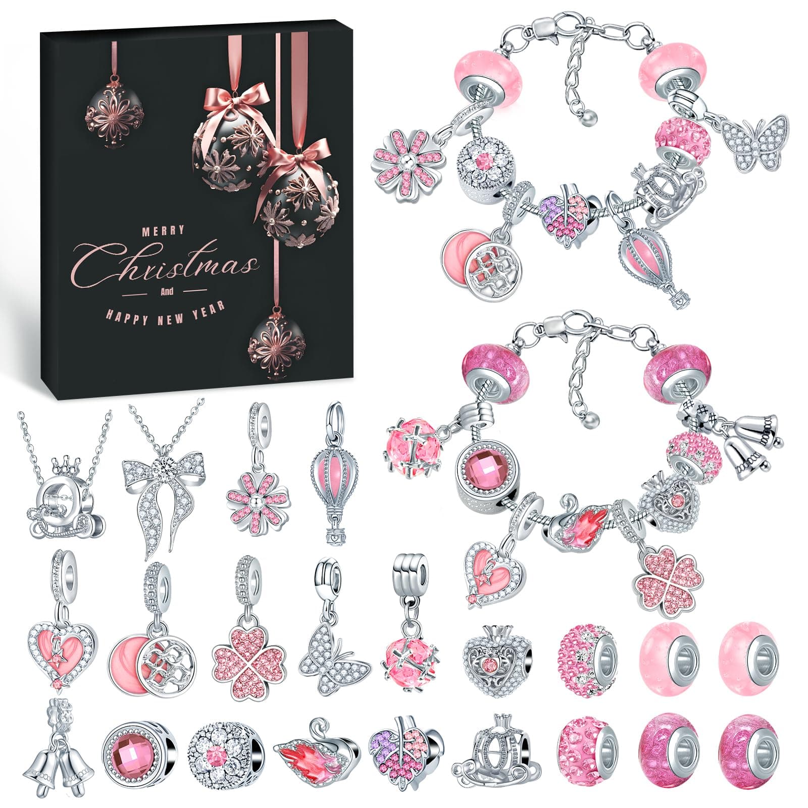 Adventskalender 2025 Mädchen Schmuck, Weihnachtskalender Schmuck Geschenk für Kinder Teenager Frauen, 24 Füllung Adventskalender Schmuck Basteln Mädchen Armbänder Halsketten Weihnachtsgeschenke Angebot bei HelloDeals