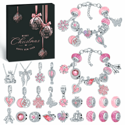 Adventskalender 2025 Mädchen Schmuck, Weihnachtskalender Schmuck Geschenk für Kinder Teenager Frauen, 24 Füllung Adventskalender Schmuck Basteln Mädchen Armbänder Halsketten Weihnachtsgeschenke Angebot bei HelloDeals