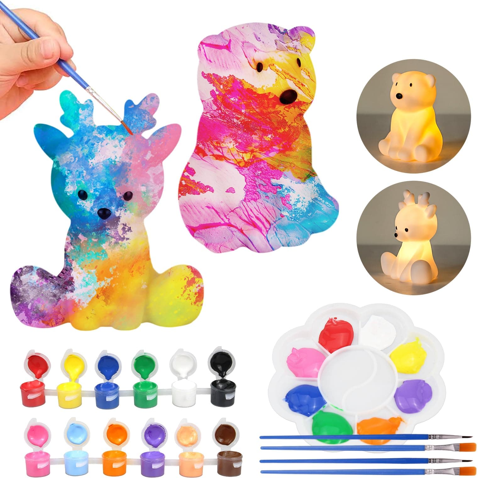 SYAKZK Bemalen Nachtlicht, Weihnachtsgeschenke für Kinder, Ideen Adventskalender Füllung Kinder, Nachttischlampe 2er Set, Kinderzimmer Deko, Mädchen Geschenke, Bastelset Basteln Weihnachten Angebot bei HelloDeals