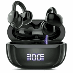 Open Ear Kopfhörer Bluetooth 5.4, Clip On Kopfhörer mit Innovatives Clip-Design, 48Std Spielzeit ohrhörer bluetooth mit DNN Geräuschunterdrückung, Sicherer Halt, Intensiver Klang, IPX7 Wasserdicht Schwarz Angebot bei HelloDeals