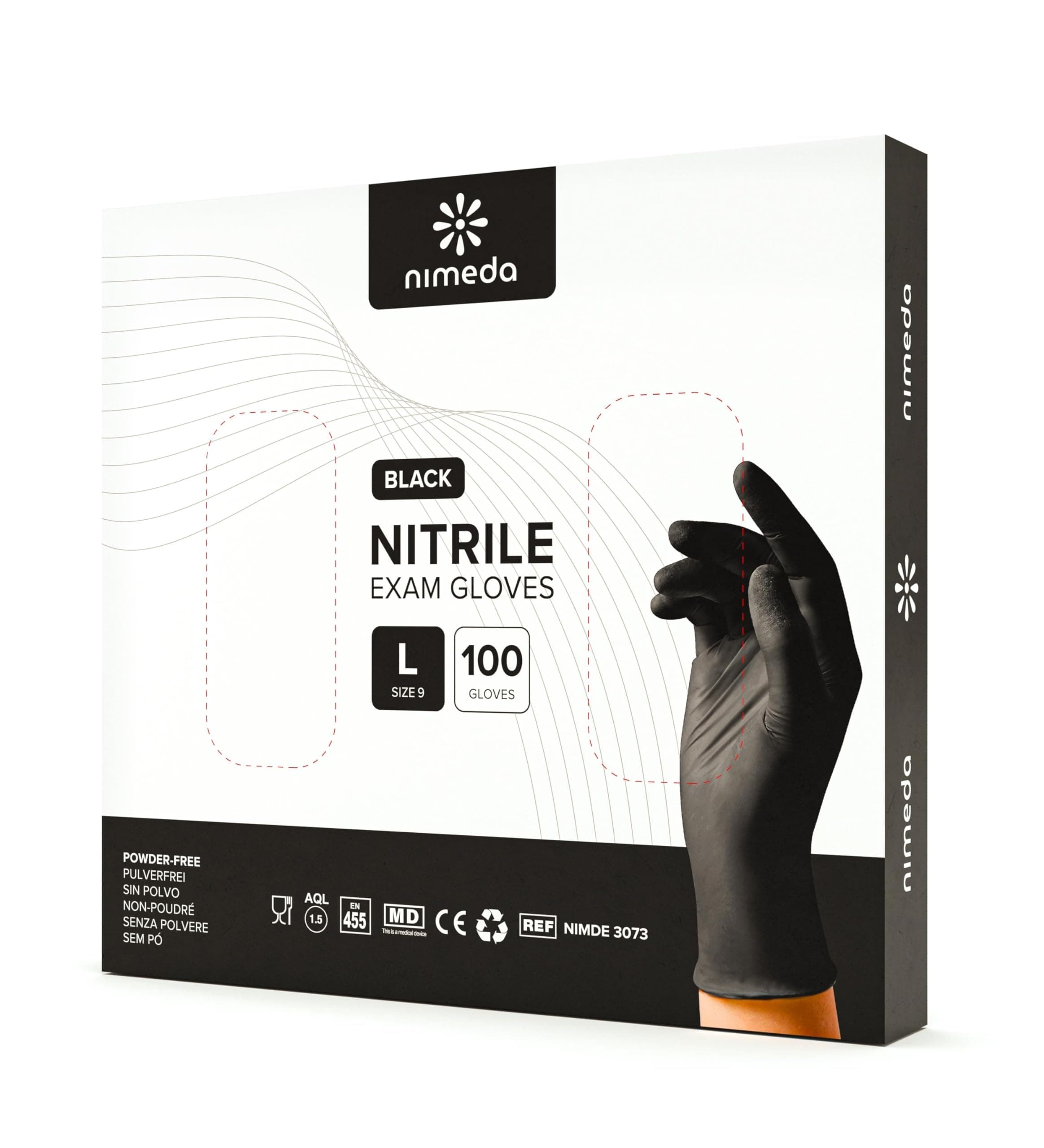 NIMEDA Einweghandschuhe für Lebensmittelbereiche, Medizin, Kosmetik und Haushalt Schwarz 100 Stück Nitrilhandschuhe Einmalhandschuhe Latexfrei Puderfrei (L) Angebot bei HelloDeals