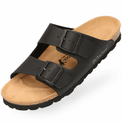 BOnova Herren Pantoletten - Gemütliche Hauslatschen für Herren - Hausschuh mit Fußbett - Rutschfeste Hausschlappen mit Gummisohle - Premium Hausschuh für drinnen und draußen 43 EU Schwarz Angebot bei HelloDeals