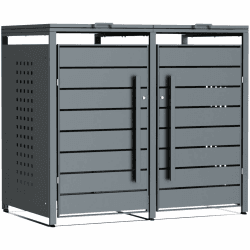 CHOSHOME Mülltonnenbox 2er 240L - Anthrazitgrau Verzinkter Stahl - 2 Tonnen mit Automatikdeckel, Abschließbar - inkl. Erweiterungsmöglichkeit - Mülltonnenverkleidung, Aufbewahrungsbox für Mülltonnen 2 Mülltonne Angebot bei HelloDeals