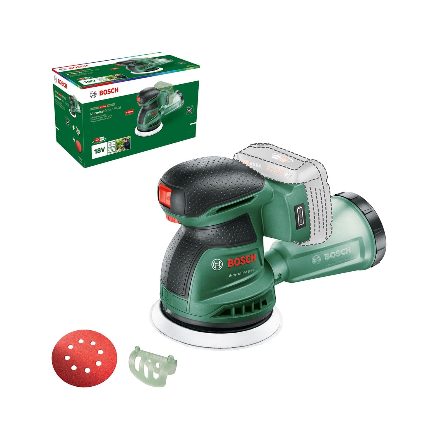 Bosch Akku-Exzenterschleifer UniversalOrbit 18V-20 (Schleifen von mittelgroßen bis großen Holzoberflächen sowie lasierten und lackierten Oberflächen; Durchmesser: 125 mm; 18 Volt System; ohne Akku) Angebot bei HelloDeals