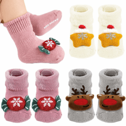 3 Paar Weihnachtssocken Baby, Stoppersocken Ba-by mit Geschenkbox, Rasselsocken Baby für 0-1Jährige Säuglinge, Anti Rutsch Socken, Festliche Socken für Weihnachten & Alltag Angebot bei HelloDeals