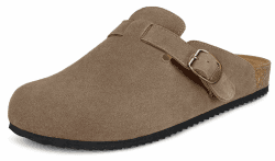 Intini Clogs Damen Herren Hausschuhe mit Fußbett Leder Pantoletten Gartenschuhe Geschlossene Bequeme Sommer Sandalen Latschen 36-48 44 EU Dunkelbraun Angebot bei HelloDeals