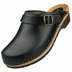 APREGGIO Herren Holz Clogs - Holzschuhe aus Leder – Praktische Gartenclogs – Ergonomische Herren Lederclogs 40/46 EU Schwarz 46 EU Angebot bei HelloDeals