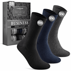 10 Paar Socken Herren Business Herrensocken aus atmungsaktiver Baumwolle ohne drückende Naht, Anzugsocken (6x schwarz, 2x grau, 2x navyblau) 43-46 6x Schwarz | 2x Navyblau | 2x Grau Angebot bei HelloDeals