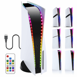 FASTSNAIL RGB LED Strip für PS5/PS5 Slim/PS5 Pro Konsole LED Beleuchtung, 7 Farben, 358 Modi, 5050 SMD-LED-Farbwechsel, mit Schlüssel-Fernbedienung, Zubehör Kompatibel mit PlayStation 5 Angebot bei HelloDeals