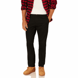 Amazon Essentials Herren Knitterfreie Flatfront-Chinohose in schmaler Passform 42W / 32L Schwarz Angebot bei HelloDeals