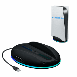 Mcbazel PS5 Standfuß RGB Vertikale Ständer Halterung mit USB2.0 Hub Ladeanschlüssen Kompatibel mit PS5 UHD & Digital Edition Konsolen - Schwarz (Nicht für PS5 Slim/Pro) Black Angebot bei HelloDeals