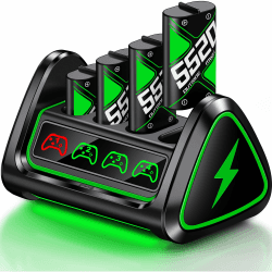 Controller Akku für Xbox mit 4 X 5220 mWh Akkupack Wiederaufladbar für Xbox One/Xbox Series X/S, Akku für Xbox One Controller-Ladestation mit Touch Schalter und USB Ladeanschluss, Akkupack für Xbox 4x5520mWh Angebot bei HelloDeals