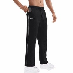 BROKIG Gerade Hose Herren Laufhose Lang Hose Offener Beinabschluss,Loser Passform Sporthose Herren Freizeithose mit Taschen Komfortable Trainingshose für Männer M Schwarz Angebot bei HelloDeals