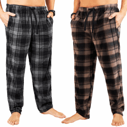 Get Trend Schlafanzughose Herren Lang 2er Pack, M-3XL, Karierte Pyjamahose, Weich & Bequem Geschenke für Männer & Teens L Schwarz/Beige 2 Angebot bei HelloDeals