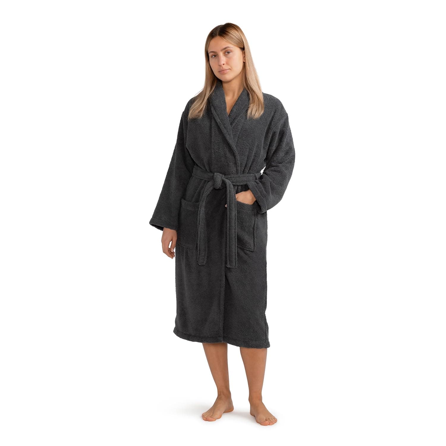 Celodoro Bademantel für Damen und Herren Reine Baumwolle L Anthrazit Angebot bei HelloDeals