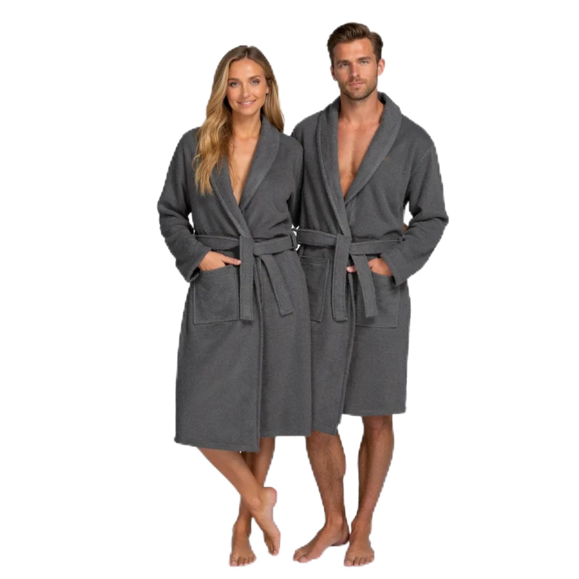 Bademantel, Unisex, 100 % Baumwolle, Oeko-Tex, Bademantel für Damen und Herren, amerikanischer Frottee, 420 g/m², weich und sehr saugfähig L anthrazit Angebot bei HelloDeals