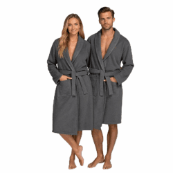 Bademantel, Unisex, 100 % Baumwolle, Oeko-Tex, Bademantel für Damen und Herren, amerikanischer Frottee, 420 g/m², weich und sehr saugfähig L anthrazit Angebot bei HelloDeals