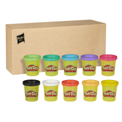 Play-Doh Rainbow Pack 10 x 56g Dosen, Bastel-Set mit hochwertiger Knetmasse in 8 fröhlichen Farben, fördert die Feinmotorik und das Gestalten, kreatives für Kinder ab 2 Jahren 10 pack Angebot bei HelloDeals