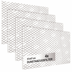 com-four® 4x Dunstabzugsfilter für Dunstabzugshaube mit hoher Filterleistung - 1 mm Flachfilter Universal Zuschneidbar mit Sättigungsanzeige - 100% kompostierbar - 57 x 47 cm (Mit Indikator - 4 Stück) Angebot bei HelloDeals