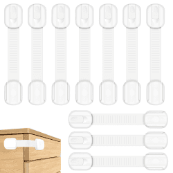10 Stück Kindersicherung für Schrank und Schubladen, Schubladensicherung für Baby und Kinder für Tür Schränke Kühlschrank, Schrankschloss mit 3M Kleber ohne Bohren - Weiß 10 Stück (1er Pack) Angebot bei HelloDeals