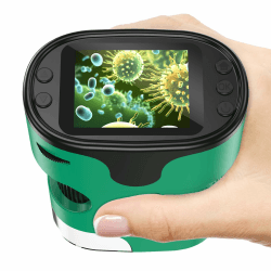 1000X Handy Digital Mikroskop für Kinder: 4K 2.0" Bildschirm Wiederaufladbar Mini Taschen Tragbares USB Trichome Mikroskope Science Kit mit Objektträger Set Geschenke für 4-12 Jährige Grün Angebot bei HelloDeals