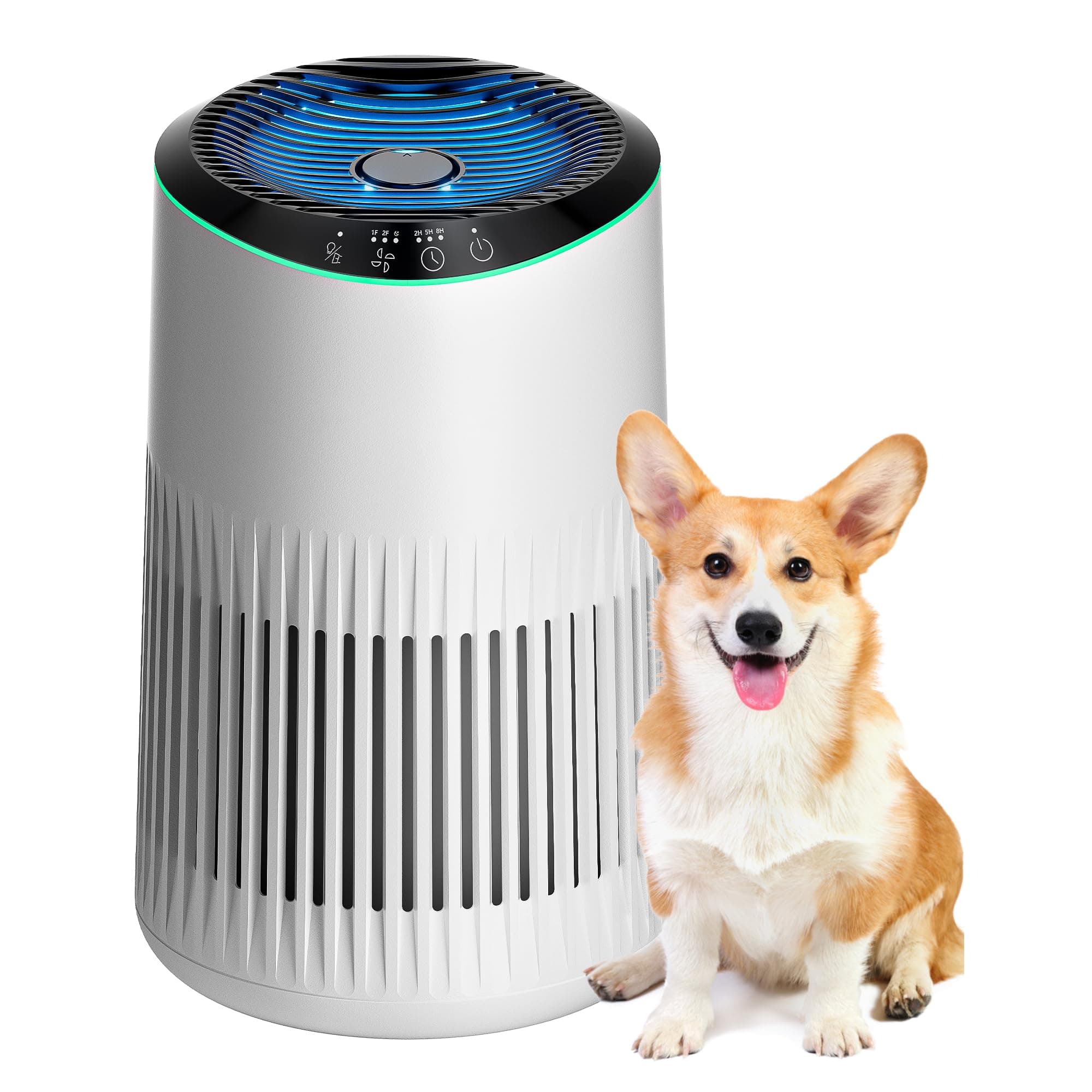 Luftreiniger für Schlafzimmer Zuhause, Luftreiniger Allergiker für Schlafzimmer Büro Raucherzimmer, Air Purifier, Mattweiß, 1 Pack+3 Modi Angebot bei HelloDeals