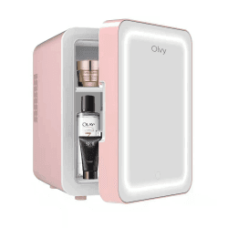 Olvy Kosmetik Kühlschrank 4 Liter, Tragbarer Mini Kühlschrank mit LED Spiegel, Klein Skincare Fridge, Kühl und Heiß für Zimmer, Rosa Angebot bei HelloDeals