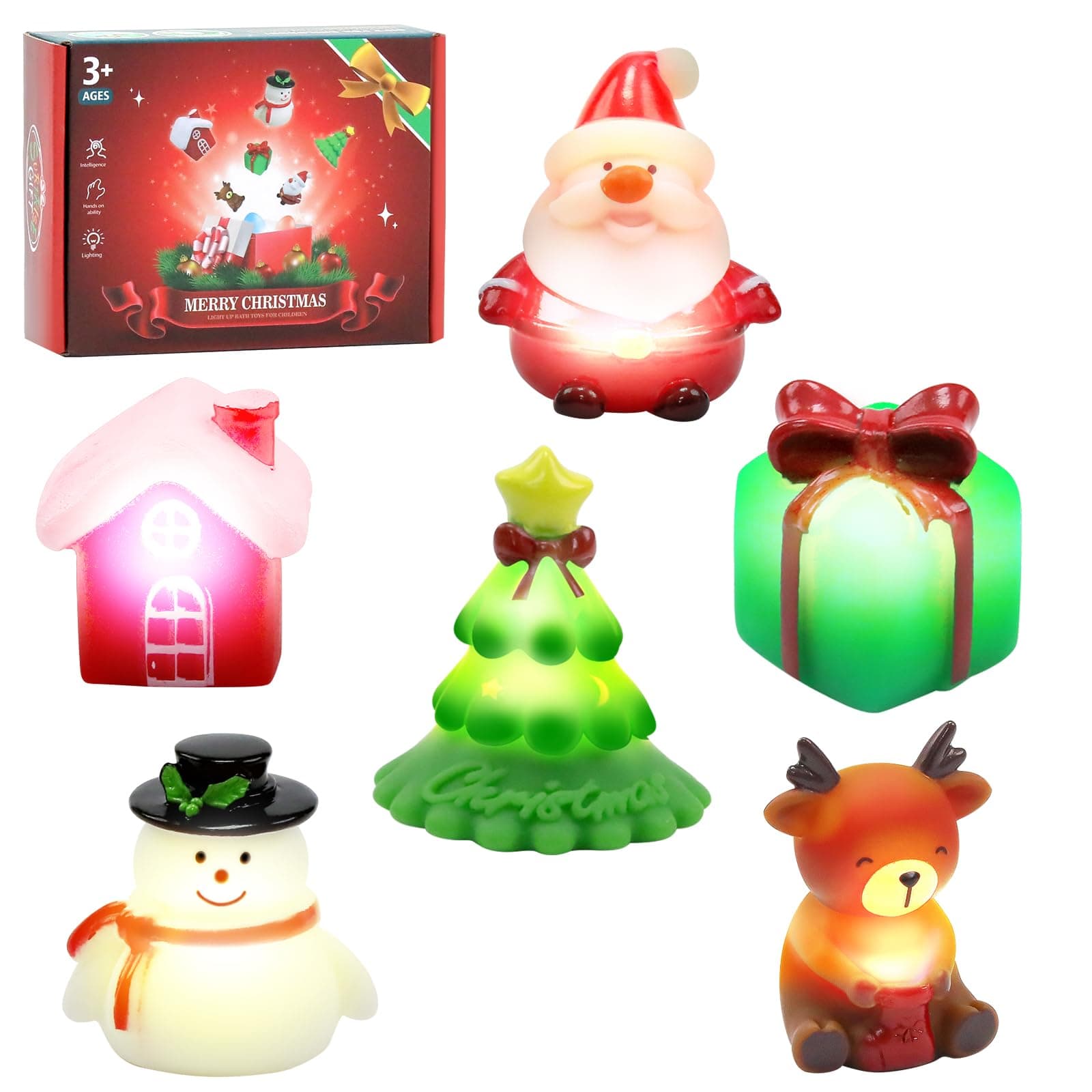 Badespielzeug Leuchtend für Kinder, 6Stück Weihnachts Badewannenspielzeug mit Licht, Baby Wasserspielzeug Ab 1 Jahr, Leuchtspielzeug für Badewanne Geschenk zu Weihnachten Angebot bei HelloDeals