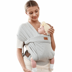 Babytrage für Neugeborene ab Geburt Extra Weich, Bauchtrage Baby-Tragetasche Ergonomisch (Striped Grey) Angebot bei HelloDeals