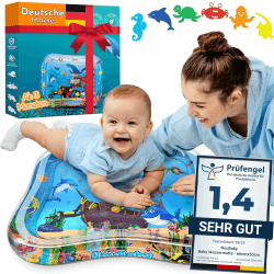 Wassermatte Baby BPA Frei Groß I Babymatte und Spielzeug ab 3, 6 und 9 Monate I Wasserspielmatte Baby, Aqua Matte Baby als Baby Wassermatte, Bauchlage Spielzeug Baby und Baby Matte Wasser Groß 65x50 CM Angebot bei HelloDeals