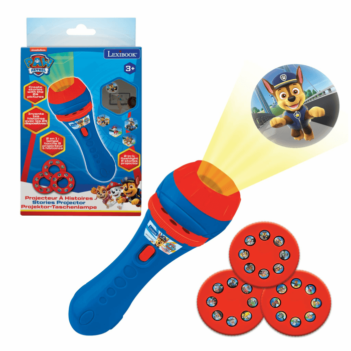 Lexibook Geschichten Projektor, Paw Patrol Helfer auf Vier Pfoten Taschenlampe und Projektor mit 3 Scheiben, 24 Bilder, erstellen Sie Ihre eigenen Geschichten, LTC050PA Angebot bei HelloDeals