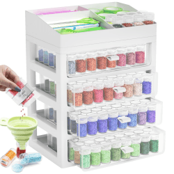 ARTDOT Diamond Painting Zubehör Boxen, 192 Stück 5D Diamant Painting Erwachsene Bilder Aufbewahrungsbox mit Koffer Trichter Stickers 4 Schubladen(192 Stück) Angebot bei HelloDeals