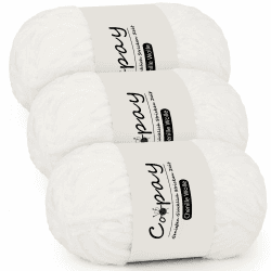 Coopay Chenille Wolle zum Häkeln, 3x100g Samtig Chenillegarn, Dicke Flauschige Weiche Garn, Wolle für Decken, Schals - Weiß Angebot bei HelloDeals