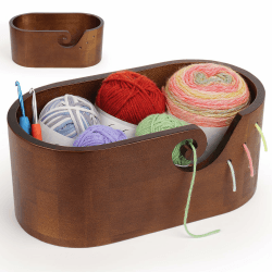 Coopay Elliptisch Garnschale mit Groß Kapazität, Supergroß Wollschüssel aus Holz, Handgefertigt Holz Strickschale für Wolle, Glatte Holzgarnschale für Häkel- und Strickprojekt, 28,5x15,5x15cm Vintage Angebot bei HelloDeals