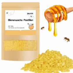 100% Reines Bienenwachs Granulat 300g - Gelbe Bienenwachs-Pastillen für Kerzenherstellung, Kosmetik (Cremes/Salben), Seifen, Bienenwachstücher & Holz-/Lederpflege Angebot bei HelloDeals