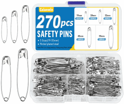 270 Stück Sicherheitsnadeln Set - 5 Größen Sicherheitsnadel Klein(19mm/28mm/32mm) und Sicherheitsnadeln Groß(45mm/55mm) Silber, Metall Safety Pins für Kunsthandwerk Nähen DIY Angebot bei HelloDeals