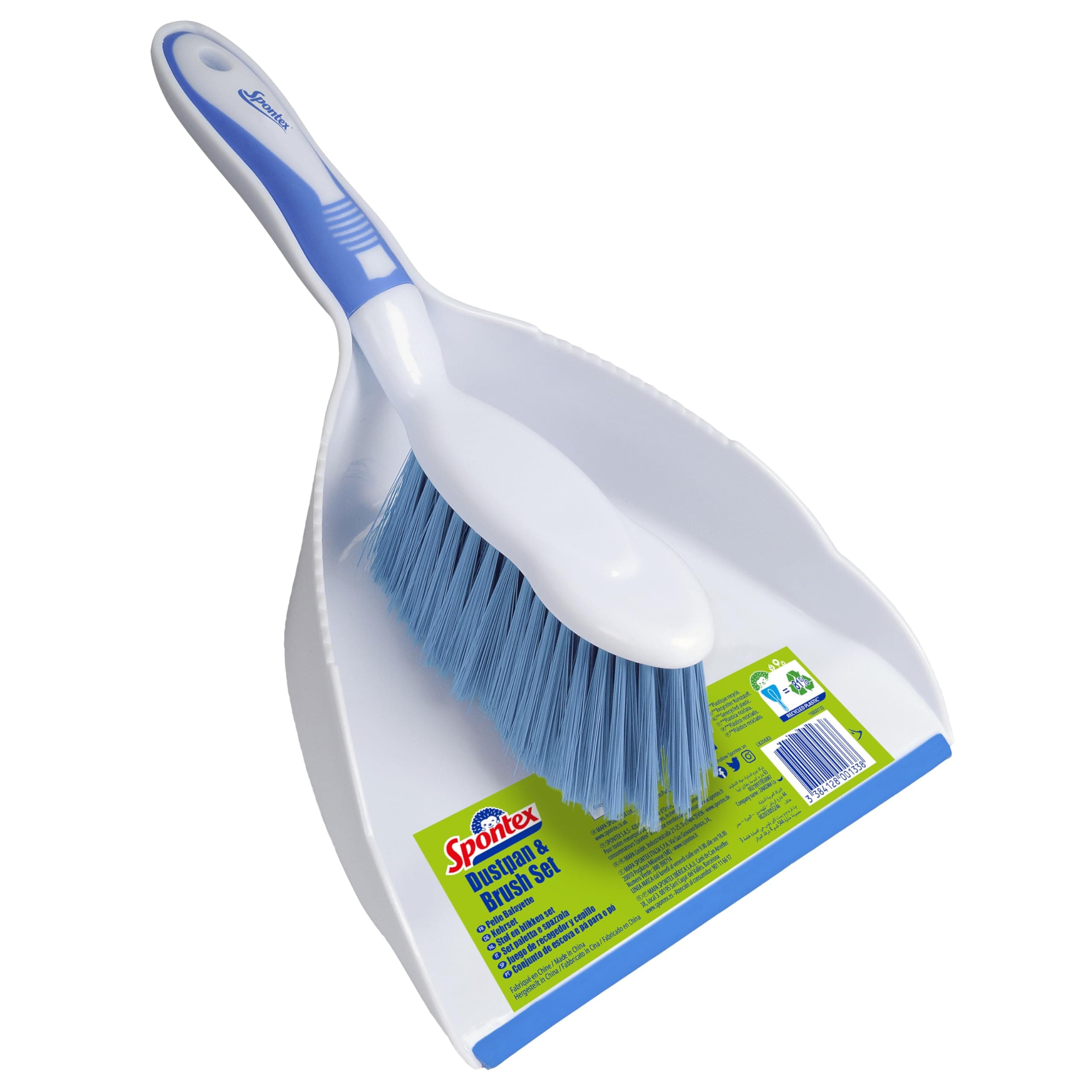 Spontex Kehrset mit Handfeger und Schaufel | Große Kehrschaufel | Widerstandsfähige Borsten und Gummilippe für einfaches Zusammenkehren | Kompakt | Leicht Angebot bei HelloDeals