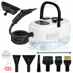 2500W Dampfreiniger mit 6-Stufen-Regulierung – 105°C Hochtemperatur-Dampf, 4.5 BAR Druck, 1200ml Wassertank & 15s Schnellaufheizung – Multifunktions-Düse für Haushalt, Auto & Polster Angebot bei HelloDeals