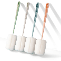 easyBee [4 Stück] Basic Schwamm Reinigungsbürste, Bürste lang 25 cm, Poröser Schwammkopf mit Starker Adsorptionskapazität, für Gläser, Karaffen, Dekanter, Flaschenreiniger, Teller, Schüssel Angebot bei HelloDeals
