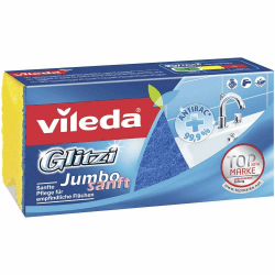 Vileda Glitzi Jumbo Sanft Reinigungsschwamm, reinigt schonend empfindliche und große Oberflächen, 1er Pack 1 Stück (1er Pack) Angebot bei HelloDeals