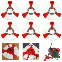 6 Stück Ersatzköpfe für Drehmopp-Systeme, Kompatibel mit Vileda Turbo, EasyWring & Clean, Mikrofaser Moppkopf Ersatz, Hochsaugfähig, Waschbar, Ersatzmop Maschinenwaschbar Angebot bei HelloDeals
