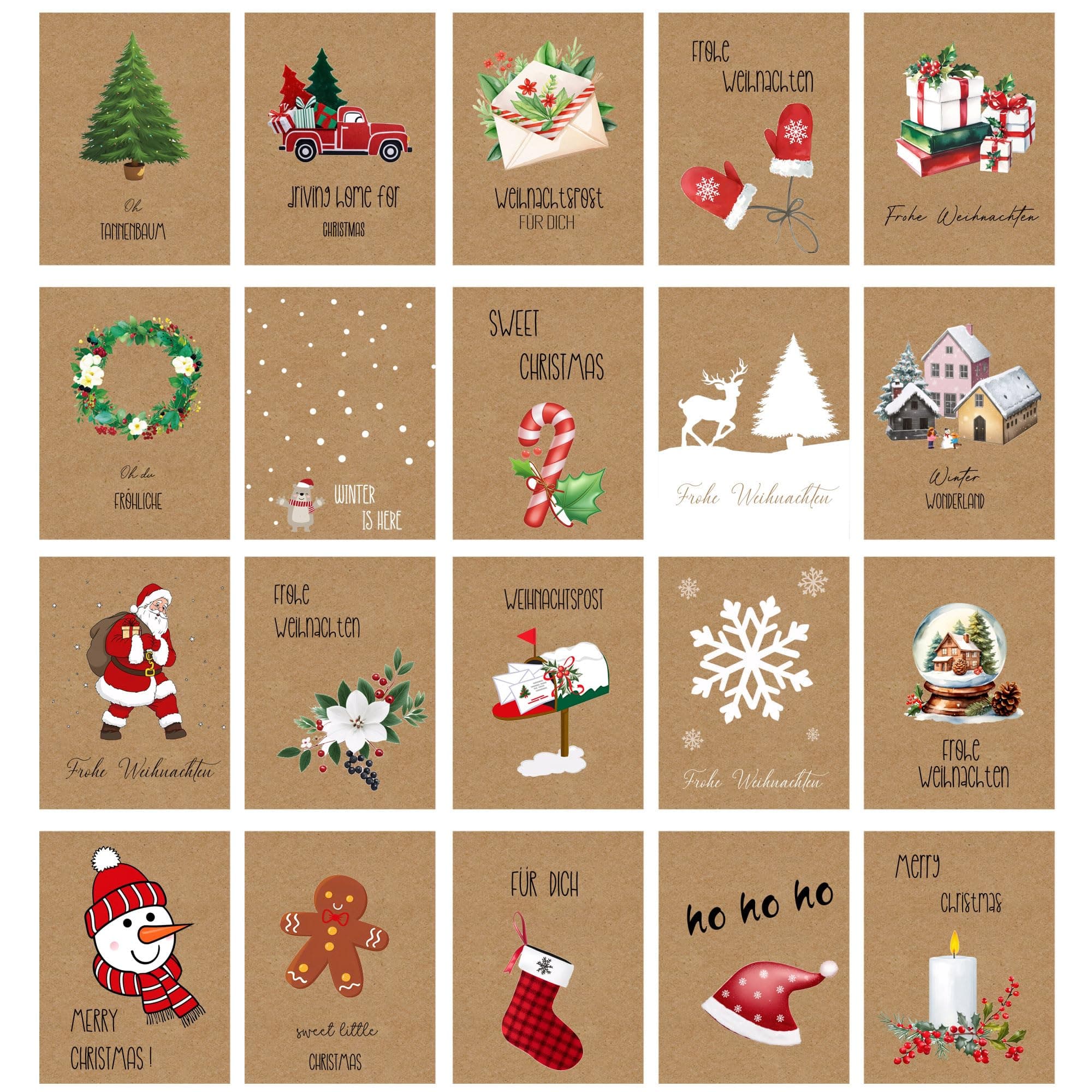 Weihnachtskarten mit Umschlag Set 20 Stück A6 Klappkarten Weihnachtskarten Set Christmas Cards für Familie, Freunde Klassiker Angebot bei HelloDeals