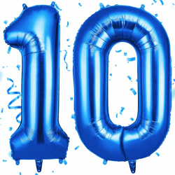 OFFCUP Zahlen Luftballon Blau, Folienballon Zahl 10, 40 Zoll Helium Ballons Geburtstagsdeko Mädchen Junge Kindergeburtstag Party Deko Ballon Zahl Deko zum Geburtstag Silvester Deko Neujahr Deko Blau 10 Angebot bei HelloDeals