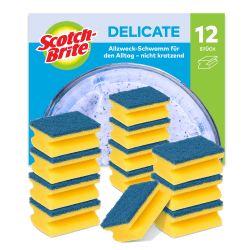 Scotch-Brite Delicate, nicht kratzender Spülschwamm, 12 Stück pro Packung - Allzweck-Schwamm für den Alltag, Blau - Kratzfrei Nagelschutz Blau - Kratzfrei Angebot bei HelloDeals